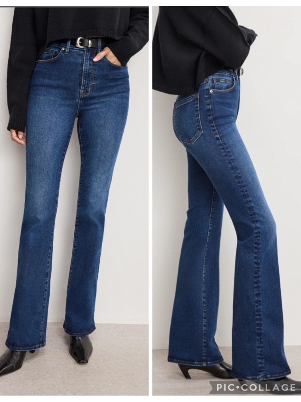 EUC Good American Always Fits Good Classic Bootcut Jeans Long in Indigo446
